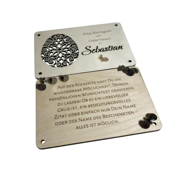 Holzkarte zu Ostern: Stilvolle Geldgeschenke personalisiert mit Namen – Die perfekte Geschenkidee für deine Liebsten!